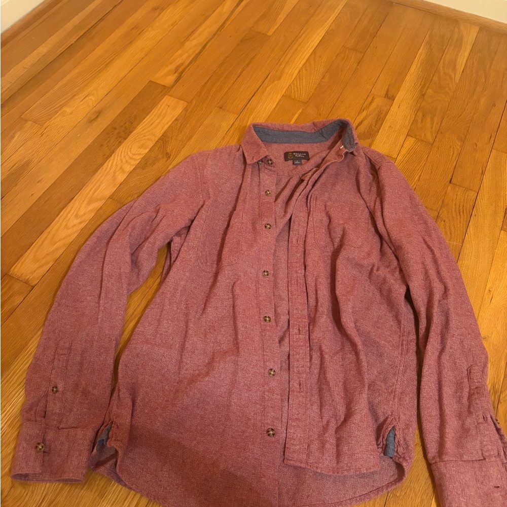 Casual Maroon Flannel Button-Down Shirt for Men